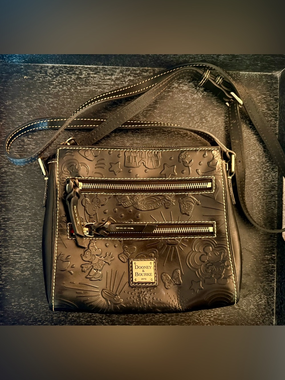 Dooney & Bourke Disney Black Embossed Leather Crossbody Bag